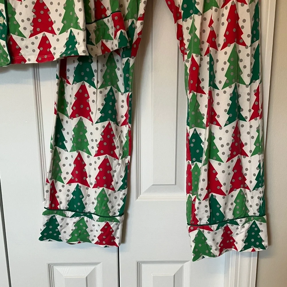 J. Crew Red and Green Tree Print Pajamas - Picture 7 of 11